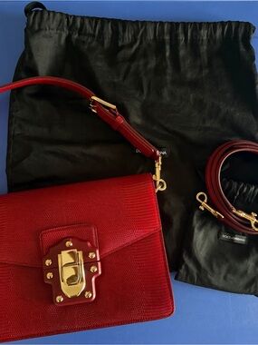 Authentic Dolce & Gabbana LUCIA Red Leather Bag